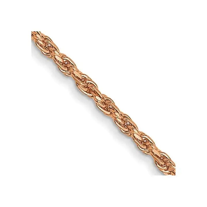 14K Rose Gold 1mm Diamond-cut Man Made Rope with Lobster Clasp Chain Necklace - Larson Jewelers