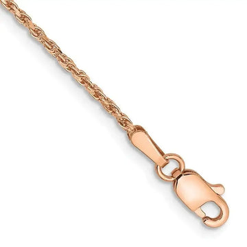 14K Rose Gold 7 inch 1.5mm Diamond-cut Man Made Rope with Lobster Clasp Chain Bracelet - Larson Jewelers