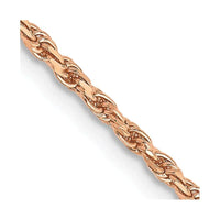 14K Rose Gold 16 inch 1.8mm Diamond-cut Man Made Rope with Lobster Clasp Chain Necklace