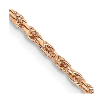 14K Rose Gold 16 inch 1.8mm Diamond-cut Man Made Rope with Lobster Clasp Chain Necklace - Larson Jewelers