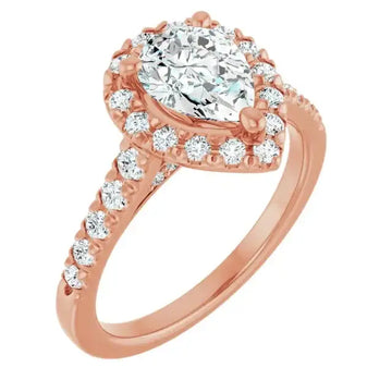 ANGEL 18K Rose Gold Accented Pear Engagement Ring - Larson Jewelers