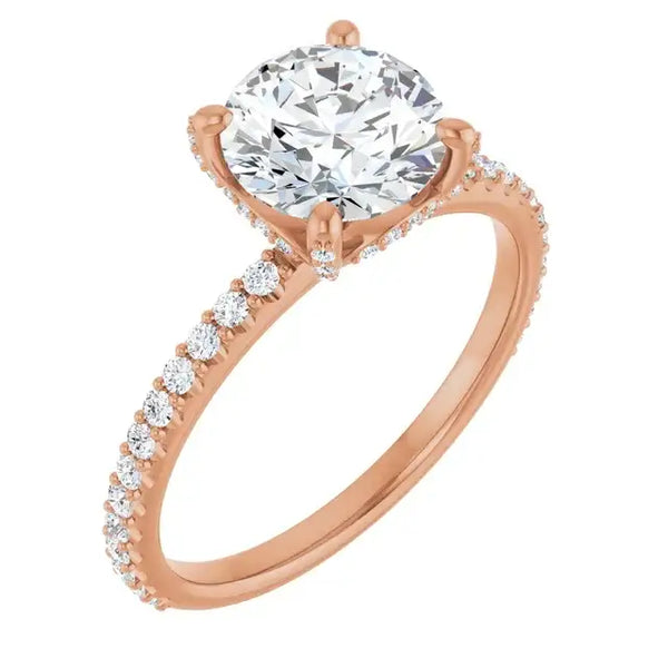 DAVITA 14K Rose Gold Hidden Halo Round Lab Grown Diamond Engagement Ring - Larson Jewelers