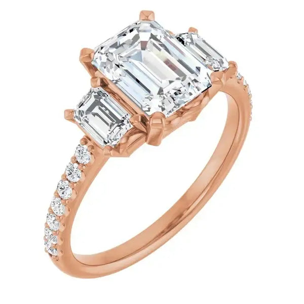 EMMA 18K Rose Gold Emerald Cut Engagement Ring - Larson Jewelers