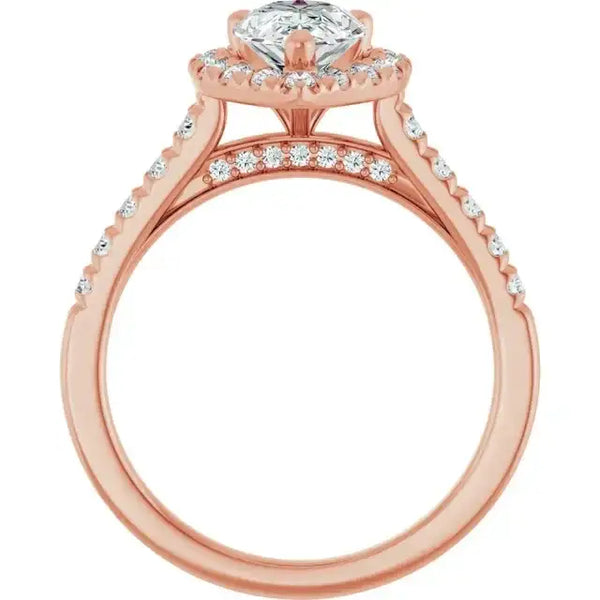 ANGEL 18K Rose Gold Accented Pear Engagement Ring - Larson Jewelers