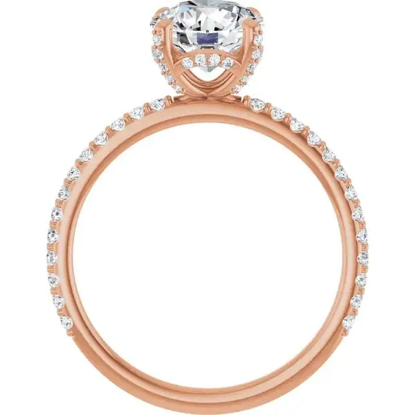 DAVITA 14K Rose Gold Hidden Halo Round Lab Grown Diamond Engagement Ring - Larson Jewelers