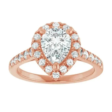 ANGEL 18K Rose Gold Accented Pear Engagement Ring - Larson Jewelers