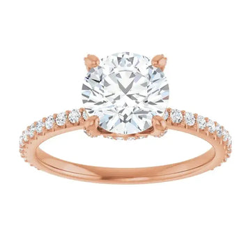 DAVITA 14K Rose Gold Hidden Halo Round Lab Grown Diamond Engagement Ring - Larson Jewelers
