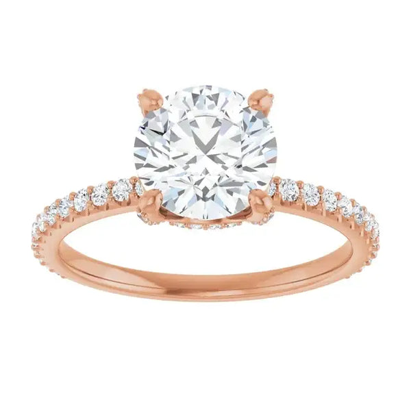 DAVITA 14K Rose Gold Hidden Halo Round Lab Grown Diamond Engagement Ring - Larson Jewelers