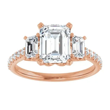 EMMA 18K Rose Gold Emerald Cut Engagement Ring - Larson Jewelers