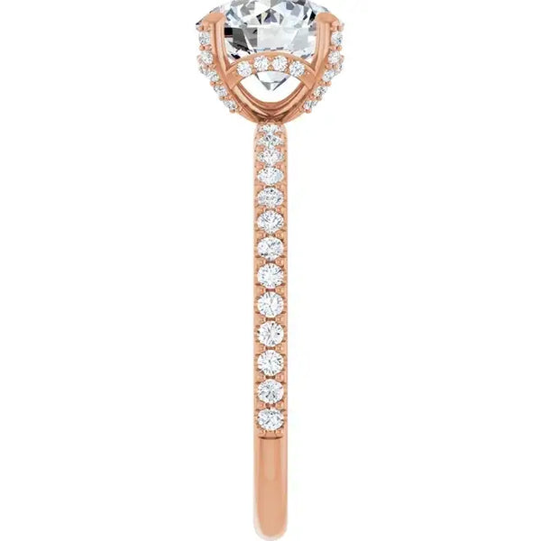 DAVITA 18K Rose Gold Hidden Halo Round Lab Grown Diamond Engagement Ring - Larson Jewelers