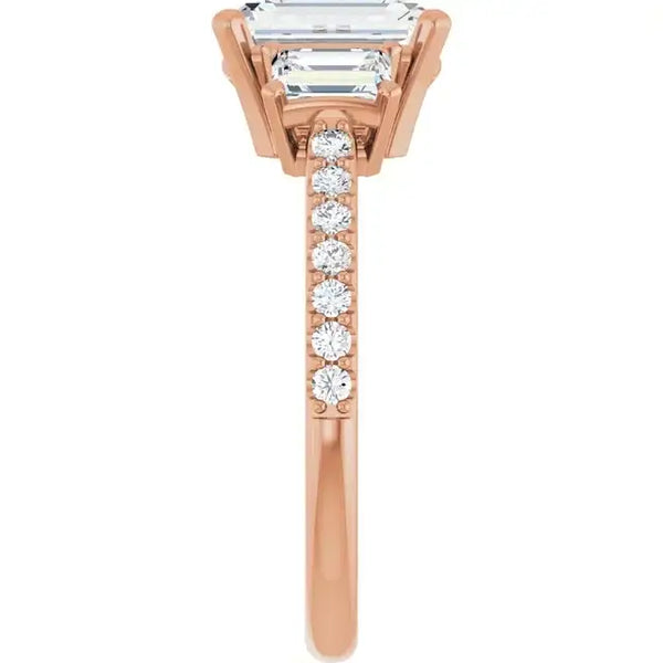 EMMA 18K Rose Gold Emerald Cut Engagement Ring - Larson Jewelers