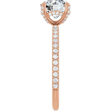 DAVITA 14K Rose Gold Hidden Halo Round Lab Grown Diamond Engagement Ring - Larson Jewelers