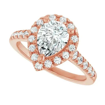 ANGEL 18K Rose Gold Accented Pear Engagement Ring - Larson Jewelers