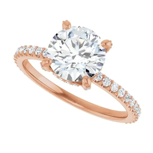 DAVITA 14K Rose Gold Hidden Halo Round Lab Grown Diamond Engagement Ring - Larson Jewelers