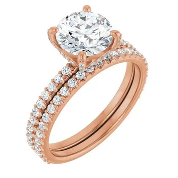 DAVITA 18K Rose Gold Hidden Halo Round Lab Grown Diamond Engagement Ring - Larson Jewelers