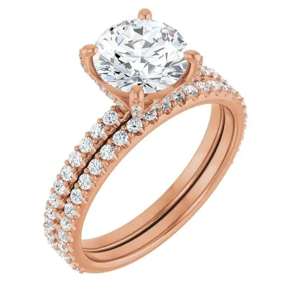DAVITA 14K Rose Gold Hidden Halo Round Lab Grown Diamond Engagement Ring - Larson Jewelers