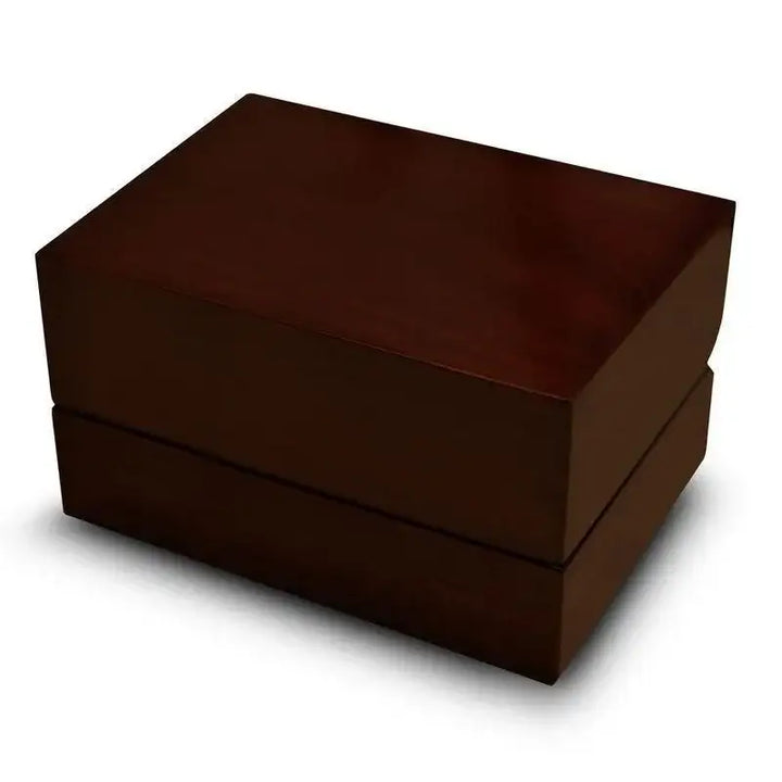 Double Ring Box Wedding Rings Holder Brown Wood Personalized Two Rings - Larson Jewelers