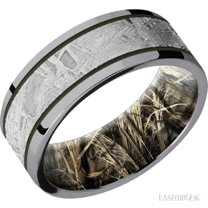 Tantalum with Polish Finish and Meteorite Inlay and RealTree Advantage Max-4 - 8MM - Larson Jewelers