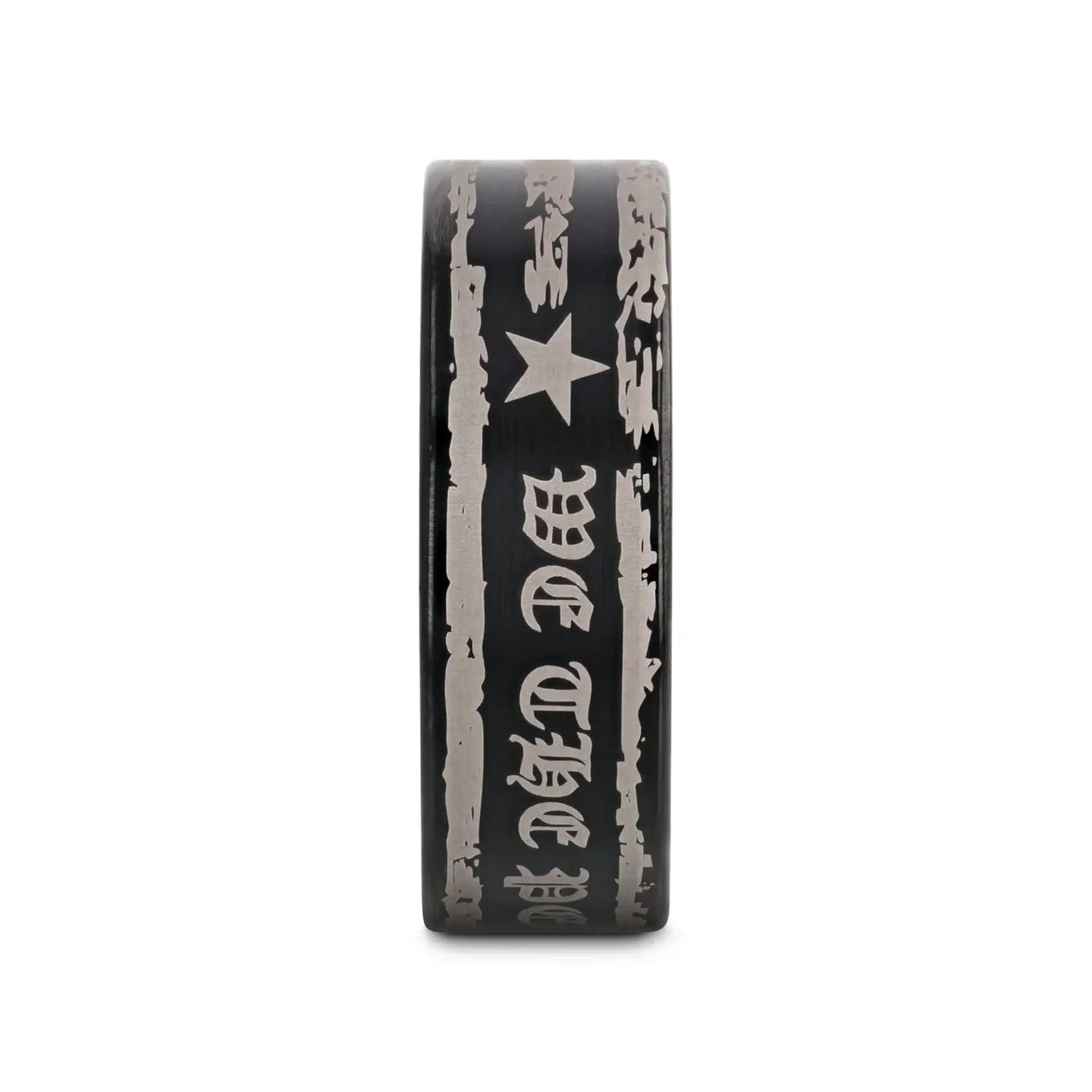 "We The People" Engraved Flat Black Tungsten Band - Larson Jewelers