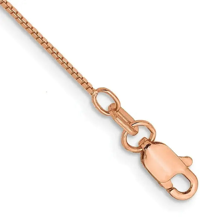 14K Rose Gold 10 inch .7mm Box Link with Lobster Clasp Chain Anklet - Larson Jewelers