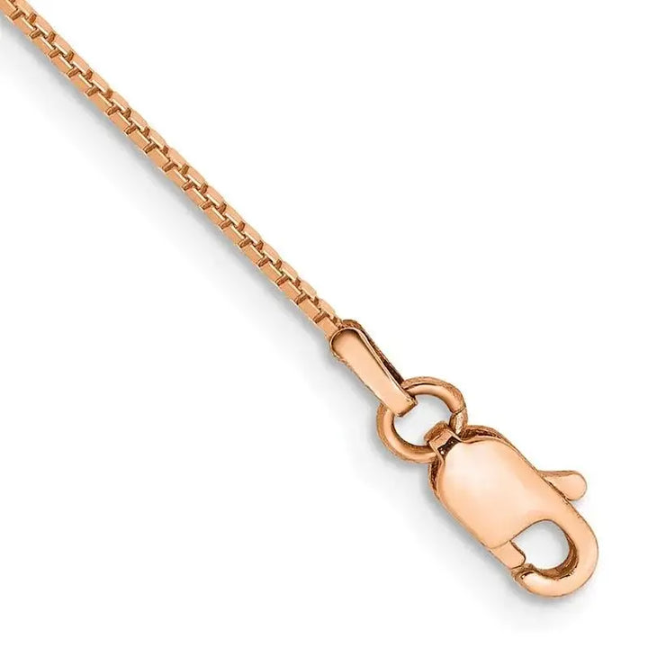 14K Rose Gold 10 inch .9mm Box Link with Lobster Clasp Chain Anklet - Larson Jewelers