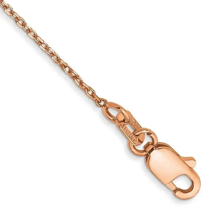 14K Rose Gold 10 inch 1.10mm Diamond-cut Cable with Lobster Clasp Chain Bracelet - Larson Jewelers