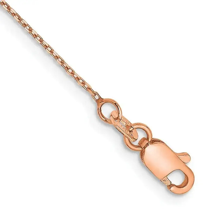 14K Rose Gold 10 inch .8mm Diamond-cut Cable with Lobster Clasp Chain Bracelet - Larson Jewelers