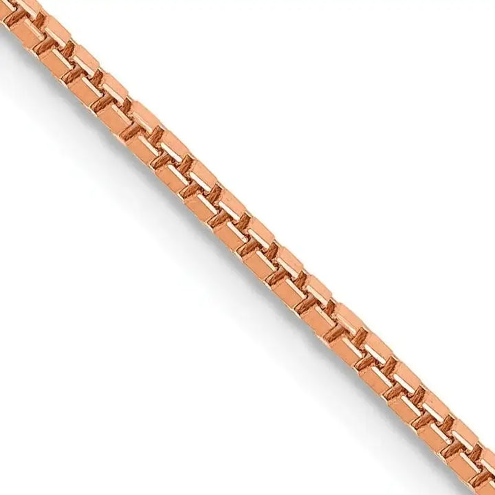 14K Rose Gold 1.3mm Box Link with Lobster Clasp Chain Necklace - Larson Jewelers
