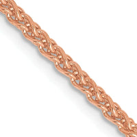 Collar de cadena Spiga con cierre de langosta y corte de diamante de 2,1 mm en oro rosa de 14 quilates