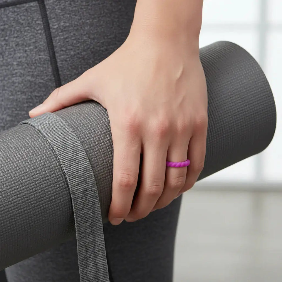 AMETHYST Stackable Twist Silicone Ring for Women Purple Comfort Fit Hypoallergenic by Thorsten - 2mm - Larson Jewelers