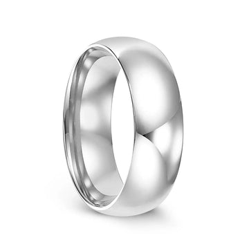 10k White Gold Men's Domed Ring with Polished Finish - 5mm - 10mm - Larson Jewelers