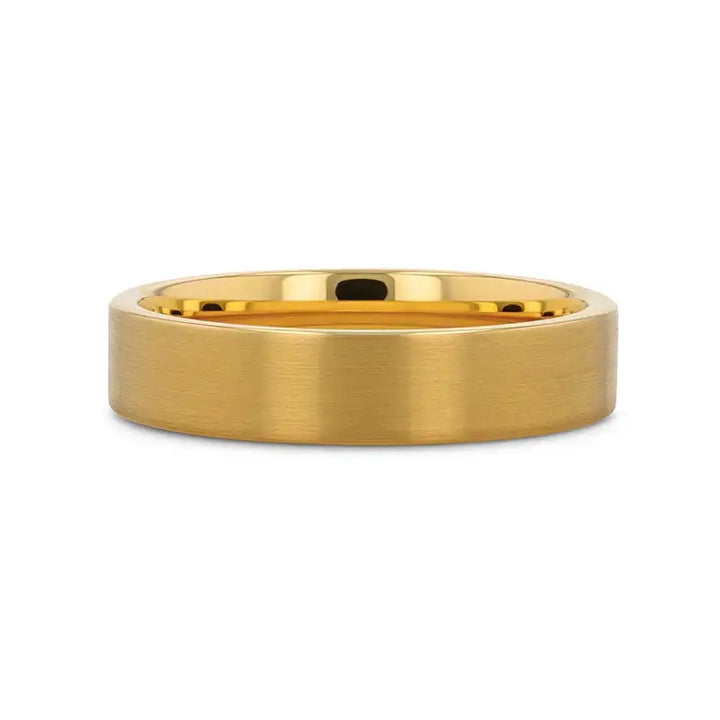 AUDEN Gold-Plated Flat Brushed Tungsten Wedding Ring — 4mm, 6mm & 8mm - Larson Jewelers