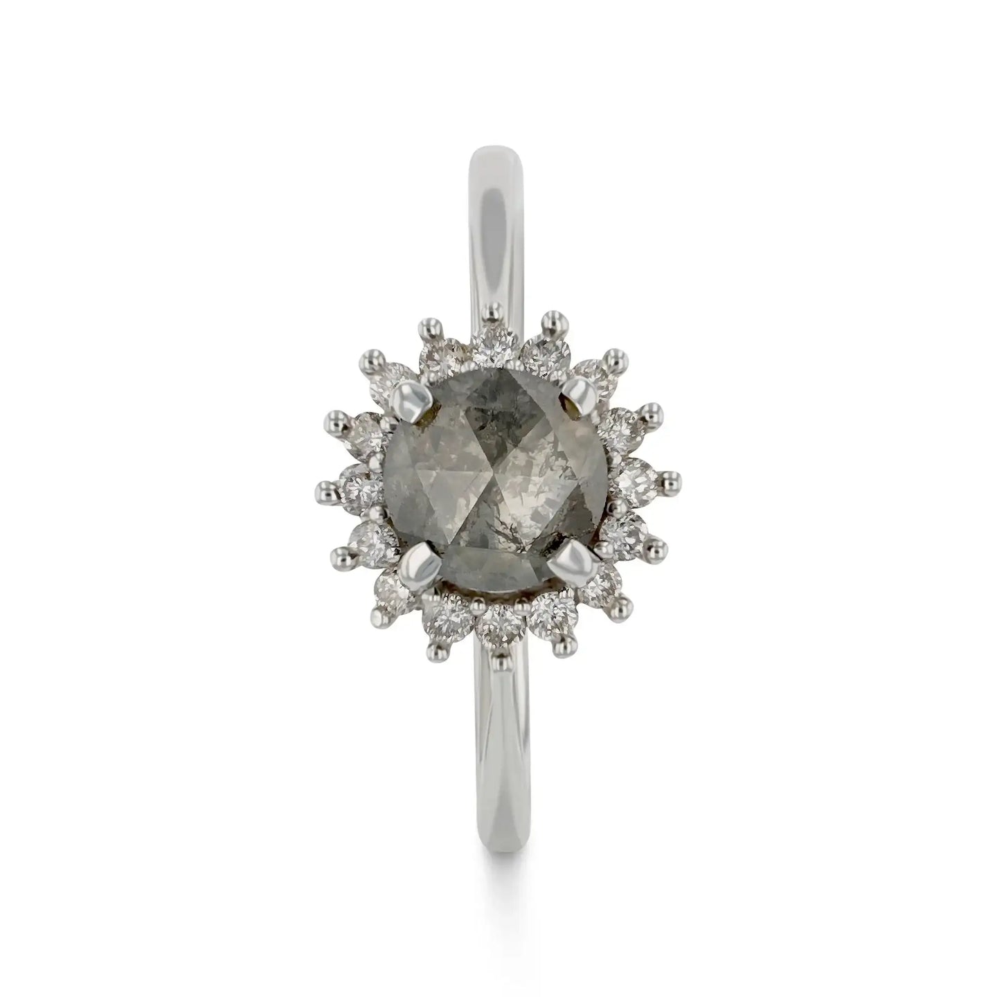 DUFF 1.46ct 14K White Gold Natural Salt & Pepper Diamond Engagement Ring With Matching Band - Larson Jewelers
