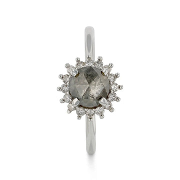 DUFF 1.46ct 14K White Gold Natural Salt & Pepper Diamond Engagement Ring With Matching Band - Larson Jewelers
