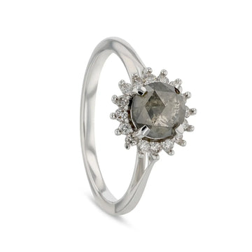 DUFF 1.46ct 14K White Gold Natural Salt & Pepper Diamond Engagement Ring With Matching Band - Larson Jewelers