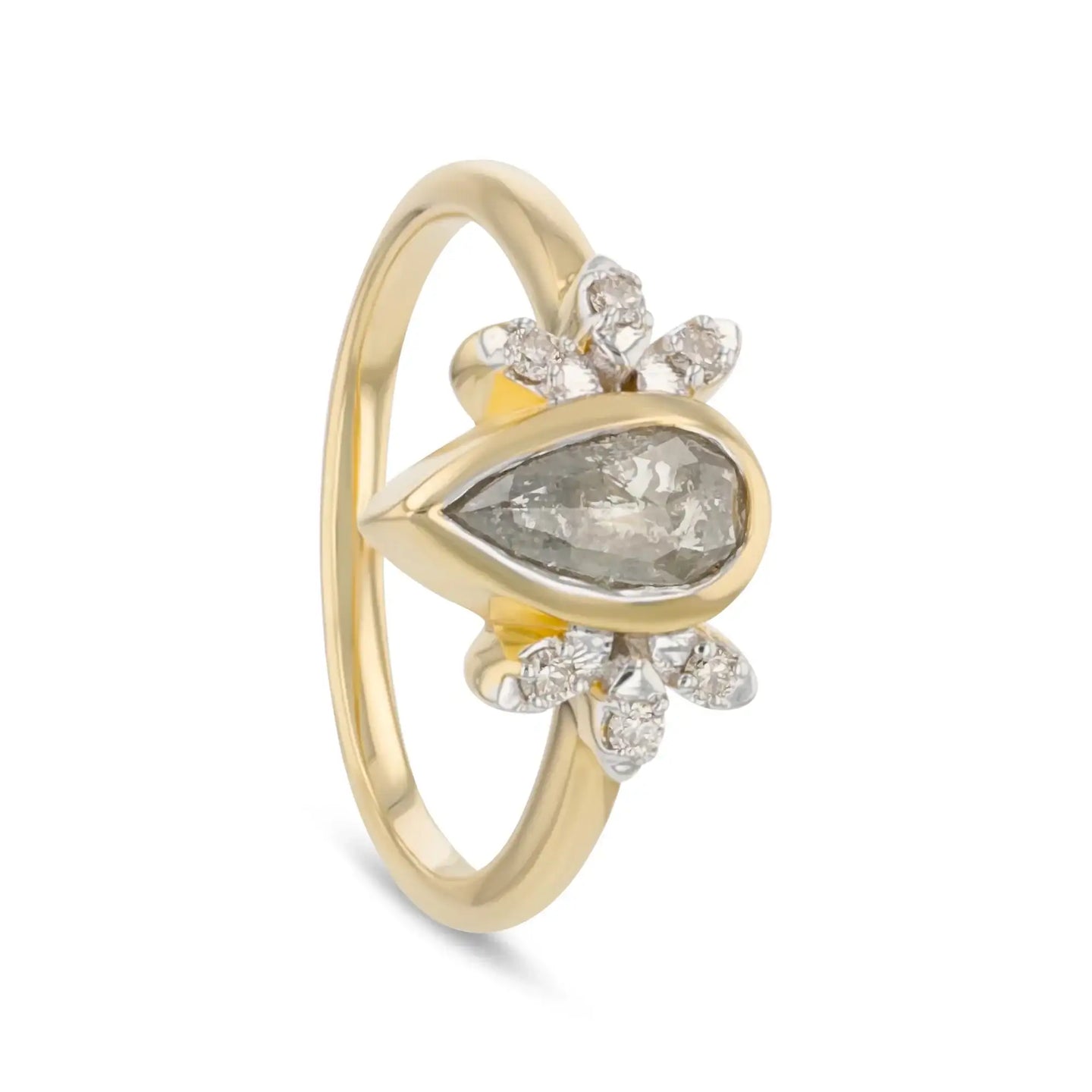 MORRISA 0.78 ct 14K Gold Pear Natural Salt & Pepper Diamond Engagement Ring - Larson Jewelers