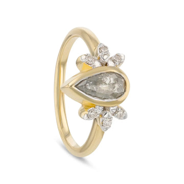 MORRISA 0.78 ct 14K Gold Pear Natural Salt & Pepper Diamond Engagement Ring - Larson Jewelers