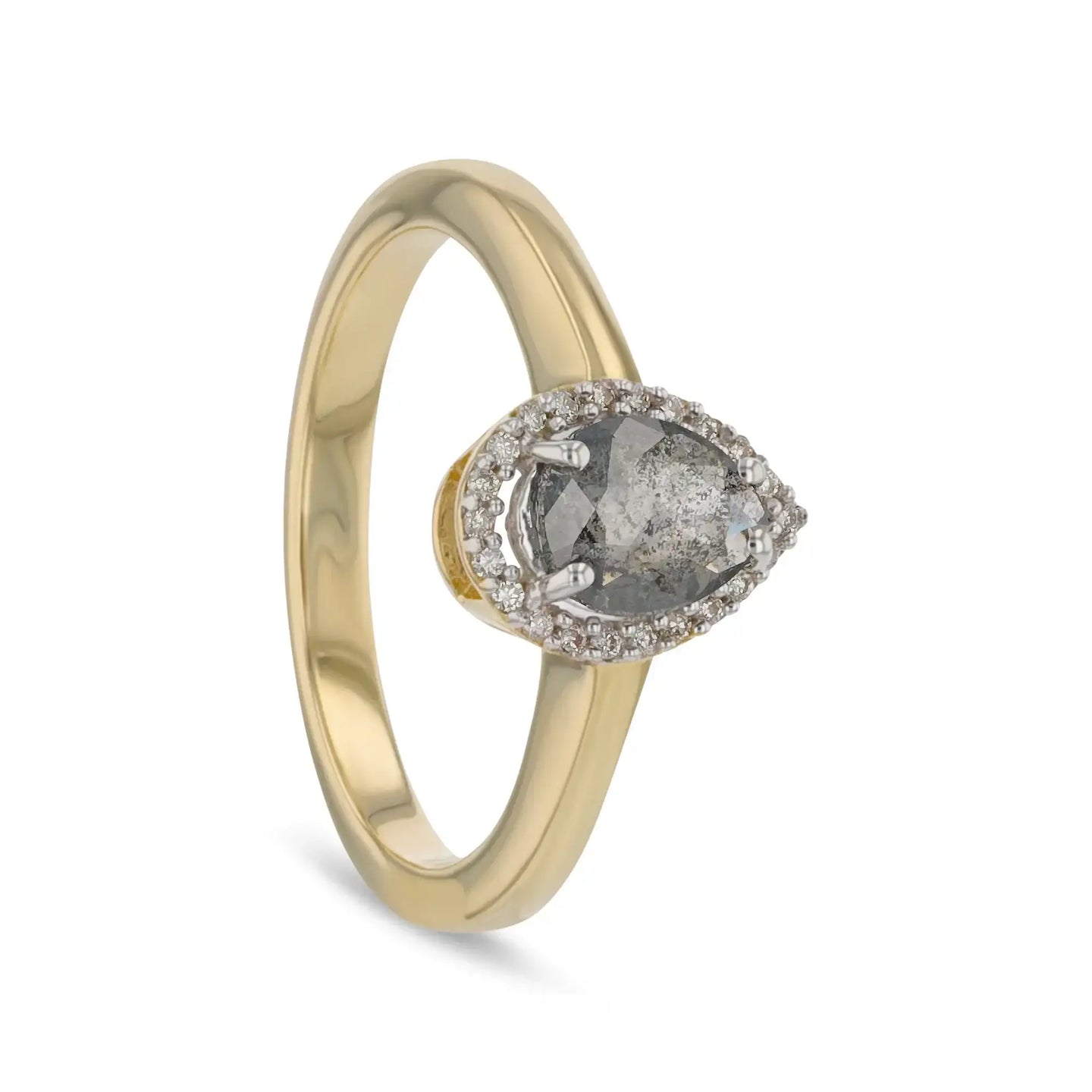 GIANNA 1.14ct 14K Gold Natural Salt & Pepper Diamond Engagement Ring With Matching Band - Larson Jewelers