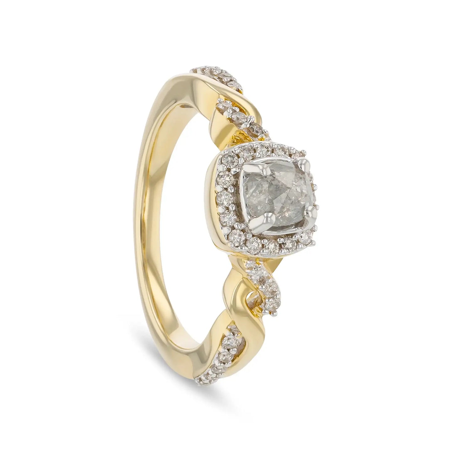 LUCIA 0.77 ct 14K Gold Pear Natural Salt & Pepper Diamond Engagement Ring - Larson Jewelers