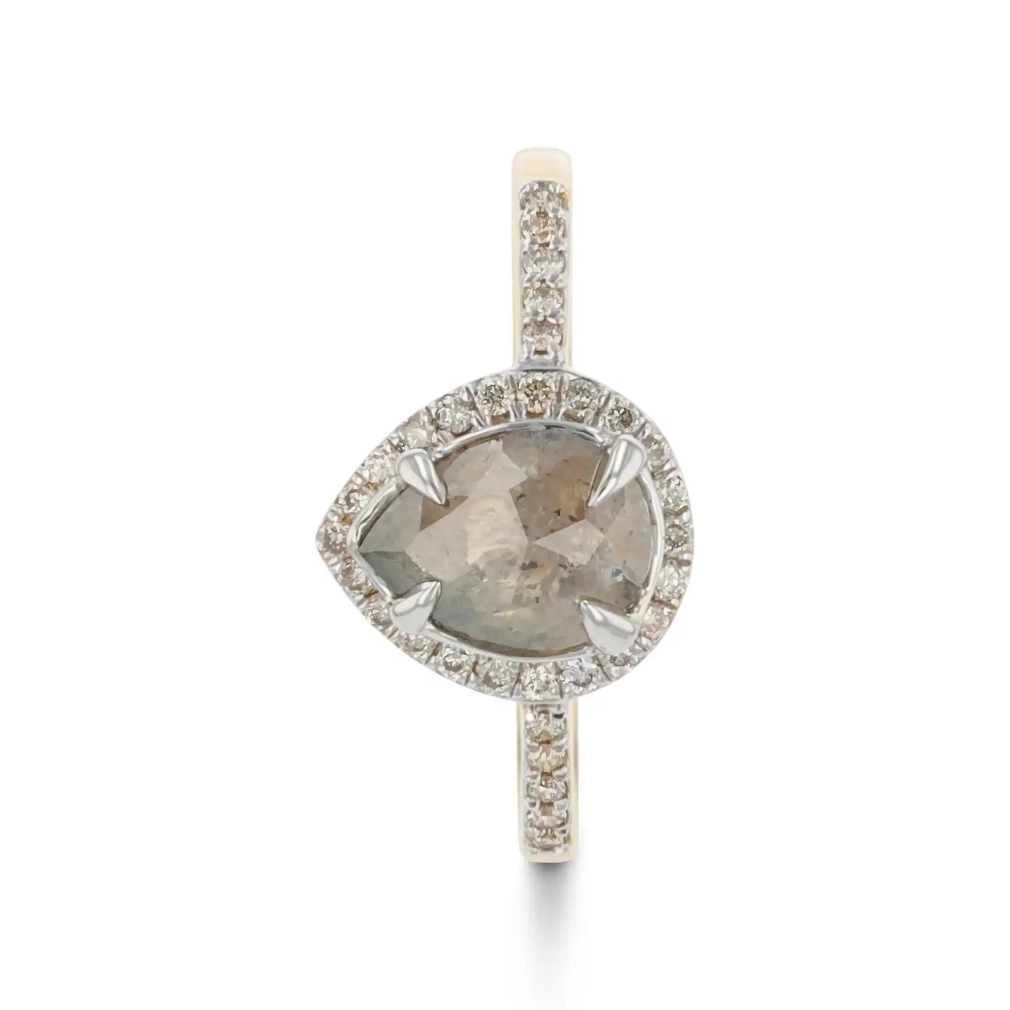 MELA 1.45ct 14K Gold Natural Pear Salt & Pepper Diamond Engagement Ring - Larson Jewelers