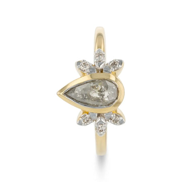 MORRISA 0.78 ct 14K Gold Pear Natural Salt & Pepper Diamond Engagement Ring - Larson Jewelers