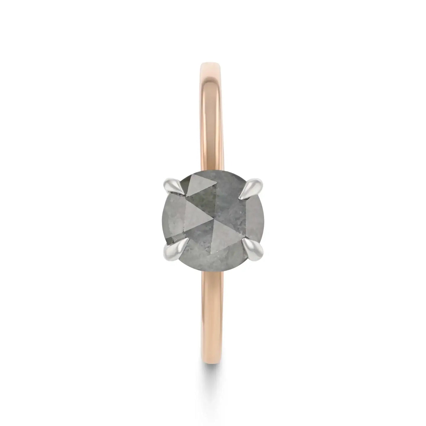 ZELDA 1.11 ct 14K Rose Gold Round Natural Salt & Pepper Diamond Solitaire Engagement Ring - Larson Jewelers
