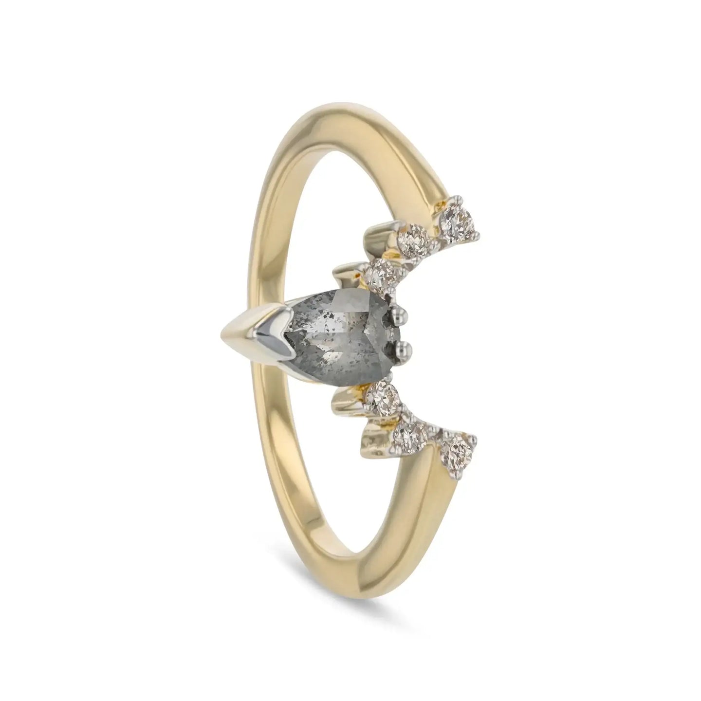GIANNA 1.14ct 14K Gold Natural Salt & Pepper Diamond Engagement Ring With Matching Band - Larson Jewelers