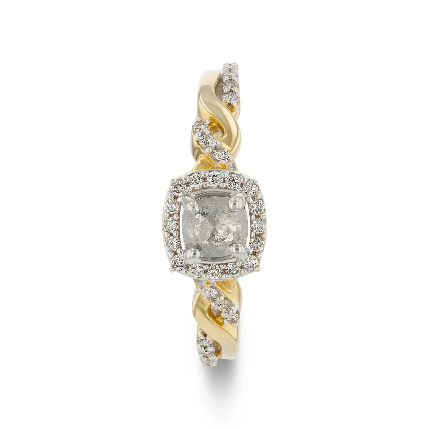 LUCIA 0.77 ct 14K Gold Pear Natural Salt & Pepper Diamond Engagement Ring - Larson Jewelers