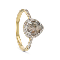 MELA 1.45ct 14K Gold Natural Pear Salt & Pepper Diamond Engagement Ring