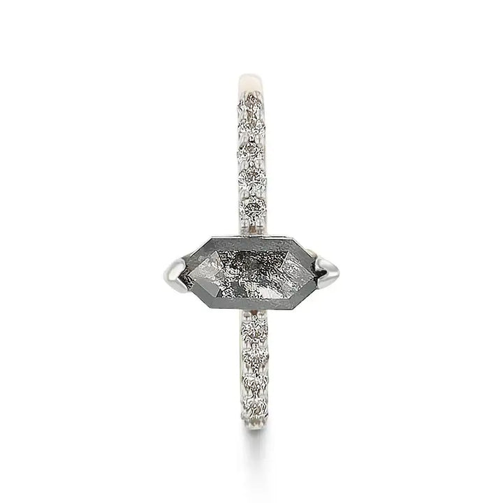 GRISEL 0.91ct 14K Gold Natural Marquise Salt & Pepper Diamond Engagement Ring - Larson Jewelers