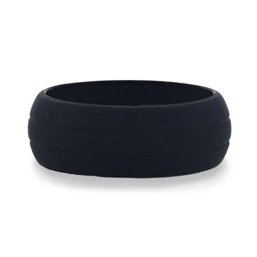 GROOVY Dual Groove Silicone Ring for Men and Women Black Comfort Fit Hypoallergenic Thorsten - 8mm - Larson Jewelers