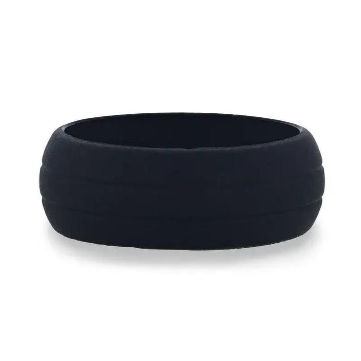GROOVY Dual Groove Silicone Ring for Men and Women Black Comfort Fit Hypoallergenic Thorsten - 8mm - Larson Jewelers