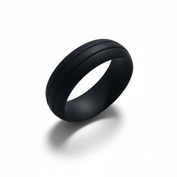 GROOVY Dual Groove Silicone Ring for Men and Women Black Comfort Fit Hypoallergenic Thorsten - 8mm - Larson Jewelers