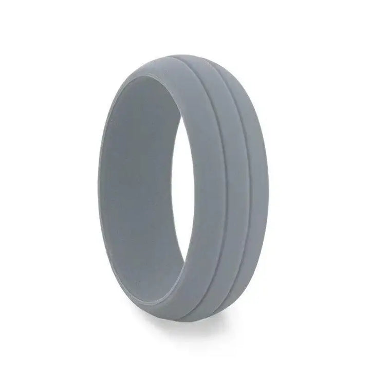 HAMMER Dual Groove Silicone Ring for Men and Women Grey Comfort Fit Hypoallergenic Thorsten - 8mm - Larson Jewelers